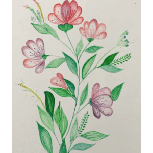 handmade-floral-wall-art-on-300-gsm-paper-a4-size-botanical-illustration-with-frame-minimal-home-decor