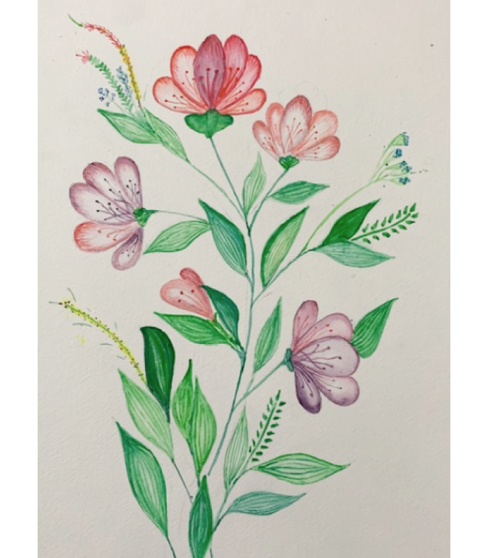 handmade-floral-wall-art-on-300-gsm-paper-a4-size-botanical-illustration-with-frame-minimal-home-decor